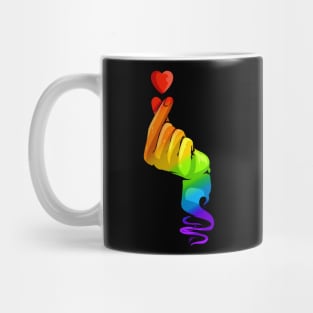 K-Pop Colorful Hand Finger Heart LGBTQ Pride Month Mug